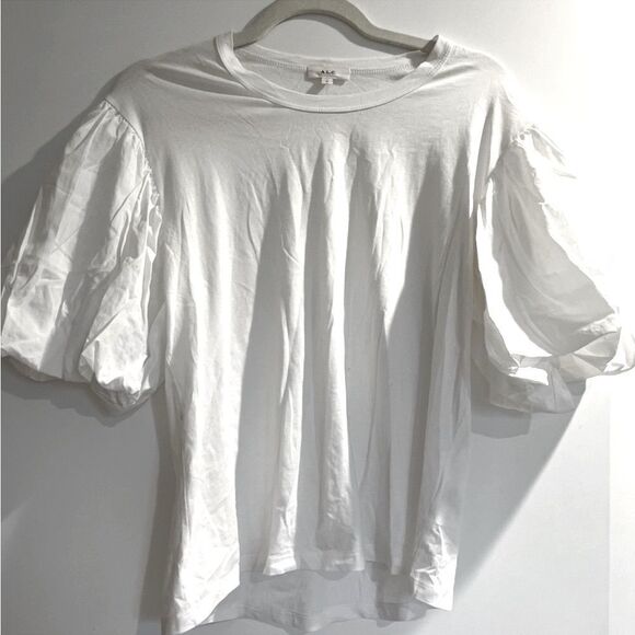 A.L.C. Cassandra Puff Ballon Short Sleeve Cotton White Relaxed Top M - Picture 10 of 16